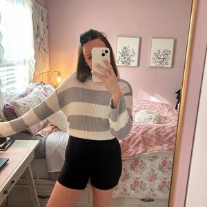 Amazon Gray and White Striped Sweatshirt